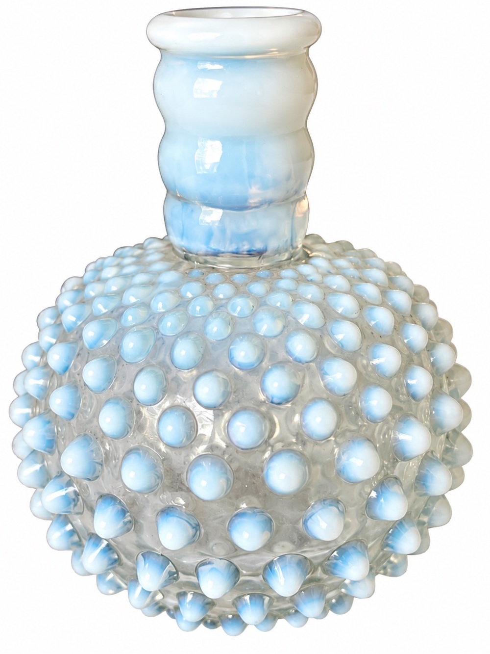 Fenton Light Blue and White Hobnail Art Glass Vase